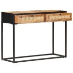 Vidaxl table console 100x35x75 cm bois de manguier et canne naturelle