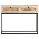 Vidaxl table console 100x35x76 cm bois de manguier et canne naturelle