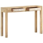 Vidaxl table console 110x30x75 cm bois de manguier massif blanchi