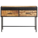 Vidaxl table console 110x35x75 cm bois de manguier brut