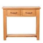 Vidaxl table console avec 2 tiroirs 83x30x73 cm bois de chne massif