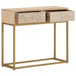 Vidaxl table console 90x30x76 cm bois massif de manguier et fer
