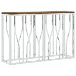 Vidaxl table console acier inoxydable et bois massif de rcupration