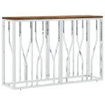Vidaxl table console acier inoxydable et bois massif de r�cup�ration