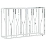 Vidaxl table console argent� 110x30x70 cm acier inoxydable et verre
