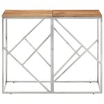 Vidaxl table console argent� acier inoxydable et bois massif d'acacia
