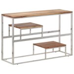 Vidaxl table console argent� acier inoxydable et bois massif d'acacia