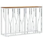 Vidaxl table console argent acier inoxydable et bois massif d'acacia
