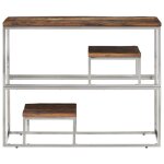 Vidaxl table console argent acier inoxydable et bois de mlze massif