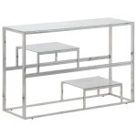 Vidaxl table console argent acier inoxydable et verre tremp