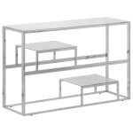 Vidaxl table console argent� acier inoxydable et verre tremp�