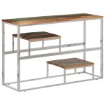 Vidaxl table console argenté inox et bois de récupération massif Vidaxl table console argenté inox et bois de récupération massif