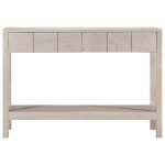 Vidaxl table console blanc 110x35x75 cm bois de manguier solide