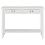 Vidaxl table console blanc 110x35x80 cm bois