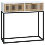 Vidaxl table console blanc 80x30x75 cm bois d'ing�nierie et fer