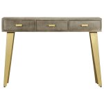 Vidaxl table console bois de manguier gris avec laiton 110x35x76 cm