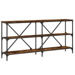 Vidaxl table console ch�ne fum� 160x30x75 cm bois d'ing�nierie et fer