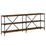 Vidaxl table console ch�ne fum� 200x30x75 cm bois d'ing�nierie et fer