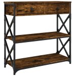 Vidaxl table console ch�ne fum� 75x28x75 cm bois d'ing�nierie