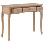 Vidaxl table de console et coiffeuse avec 3 tiroirs marron