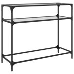 Vidaxl table console avec dessus en verre transparent 98x35x81cm acier Vidaxl table console avec dessus en verre transparent 98x35x81cm acier