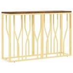 Vidaxl table console doré acier inoxydable et bois massif récupération Vidaxl table console doré acier inoxydable et bois massif récupération