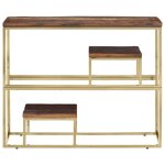 Vidaxl table console dor acier inoxydable et bois de mlze massif