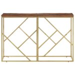 Vidaxl table console doré acier inoxydable et bois de mélèze massif Vidaxl table console doré acier inoxydable et bois de mélèze massif