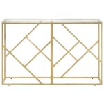 Vidaxl table console dor acier inoxydable et verre tremp