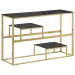 Vidaxl table console dor� acier inoxydable et verre tremp�