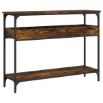 Vidaxl table console avec �tag�re ch�ne fum� 100x29x75 cm