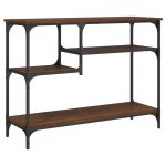 Vidaxl table console avec �tag�res ch�ne marron 100x35x75 cm