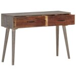 Vidaxl table console gris 110x35x75 cm bois de manguier massif brut