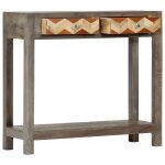 Vidaxl table console gris 86 x 30 x 76 cm bois de manguier massif