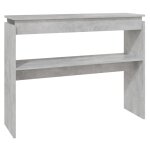 Vidaxl table console gris b�ton 102x30x80 cm bois d'ing�nierie