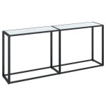 Vidaxl table console marbre blanc 180x35x75, 5 cm verre tremp�