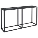 Vidaxl table console marbre noir 140x35x75, 5 cm verre tremp�