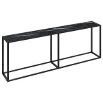 Vidaxl table console marbre noir 220x35x75, 5 cm verre tremp