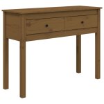 Vidaxl table console marron miel 100x35x75 cm bois massif de pin