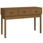 Vidaxl table console marron miel 114x40x75 cm bois massif de pin
