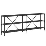 Vidaxl table console noir 200x30x75 cm bois d'ingnierie et fer