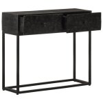 Vidaxl table console noir 90x30x76 cm bois massif de manguier et fer