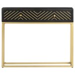 Vidaxl table console noir et dor� 90x30x75 cm bois de manguier massif