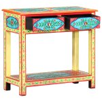 Vidaxl table console peinte � la main 80x35x75 cm bois de manguier