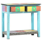 Vidaxl table console peinte � la main 80x35x75 cm bois de manguier
