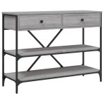 Vidaxl table console avec tiroirs et tagres gris bois d'ingnierie