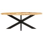 Vidaxl table � d�ner ovale 200x100x75 cm bois de manguier brut
