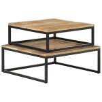 Vidaxl tables gigognes 2 pcs bois solide de manguier