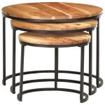 Vidaxl tables gigognes 3 pcs bois d'acacia massif