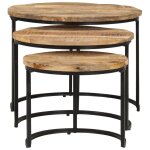 Vidaxl tables gigognes 3 pcs bois de manguier brut